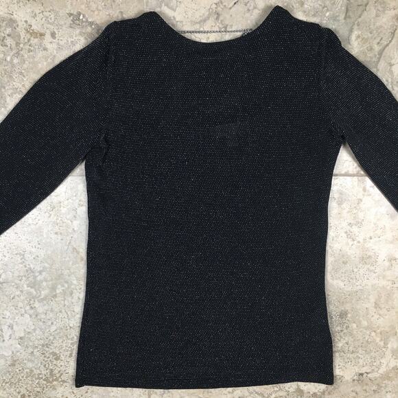 Michael Kors Sparkly Long Sleeve Cowl Back Black Blouse Top Metallic Size Medium - Picture 4 of 16